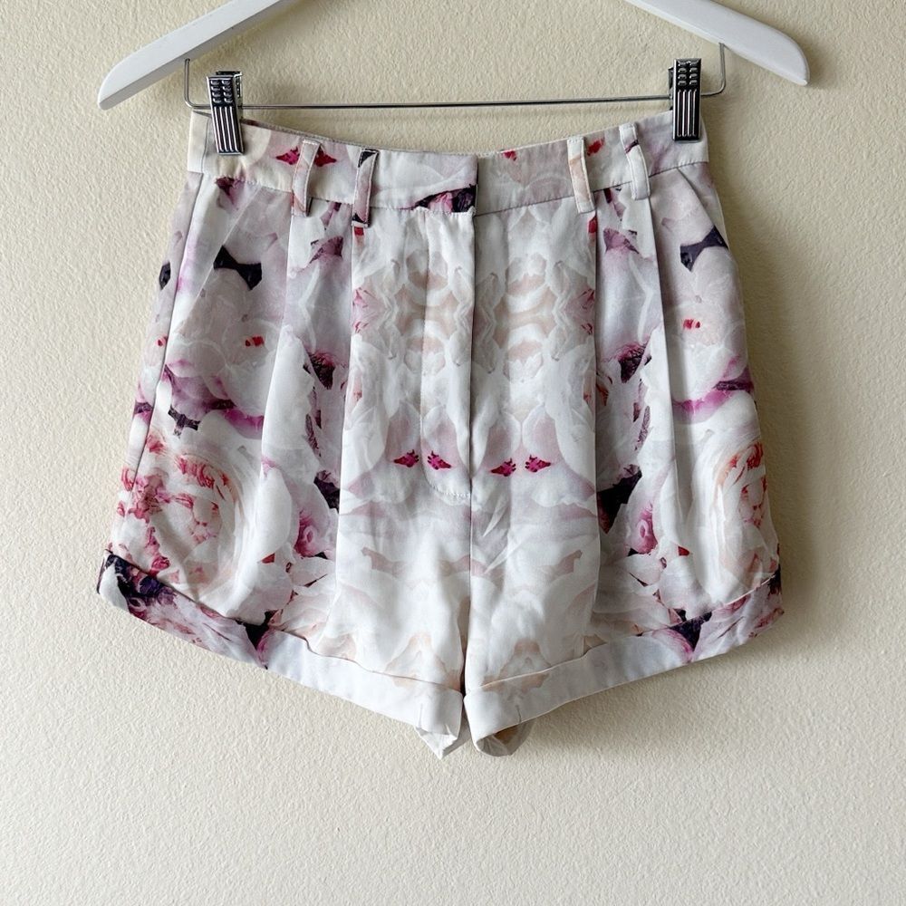 Finders Keepers Floral Pleated Cuffed Shorts